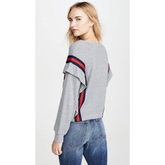 BB Dakota All Good Ruffled Stripe Sweatshirt Medium - Picture 2 of 9